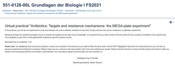 introduction to the virtual practical about the MEGA-plate experiment